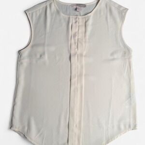 Forever 21 Contemporary cream sleeveless blouse with pleated front, Medium